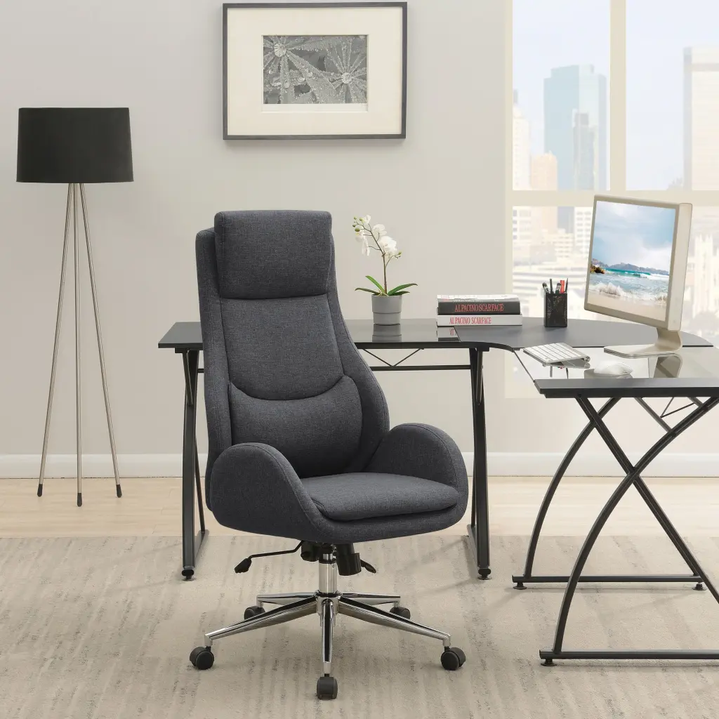 Chrome And Grey Adjustable Desk Chair Solid Grey Office Foam Ergonomic Chair furniture max