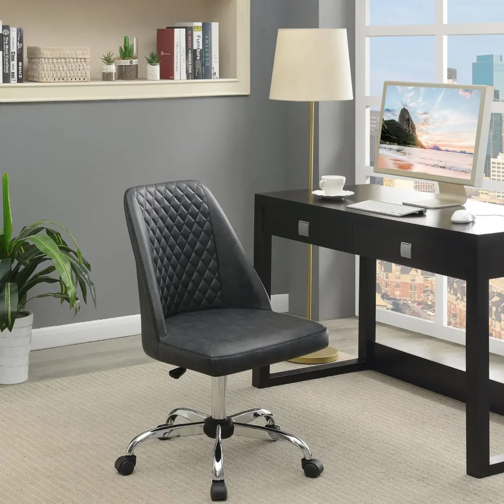 Grey and Chrome Adjustable Desk Chair Grey Office Chair Spot Clean Contemporary Ergonomic furniture max