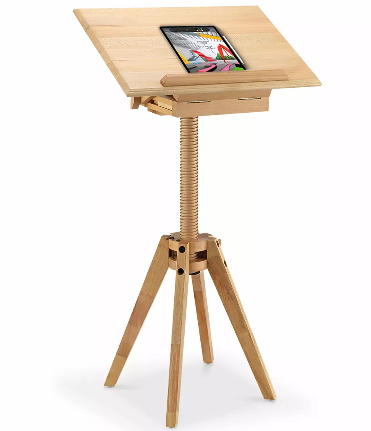 EVANIDEAS Solid Hard Wood Adjustable Stand and Desk Laptop Tablet Drafting Drawing Stand Natural ACHLUS