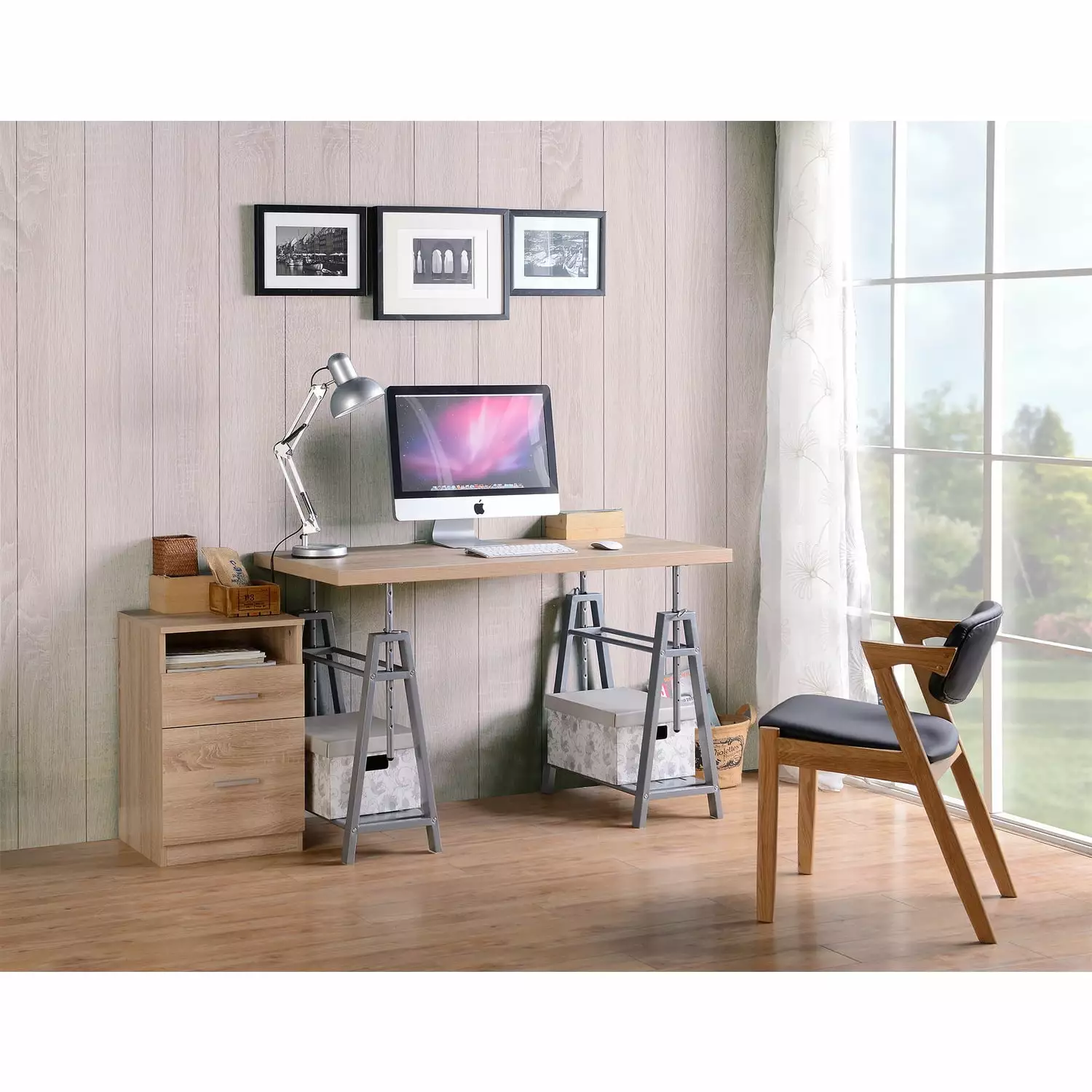 OS Home and Office Furniture 47.5 Wood Adjustable Height Writing Desk Brown OS Home & Office Furniture
