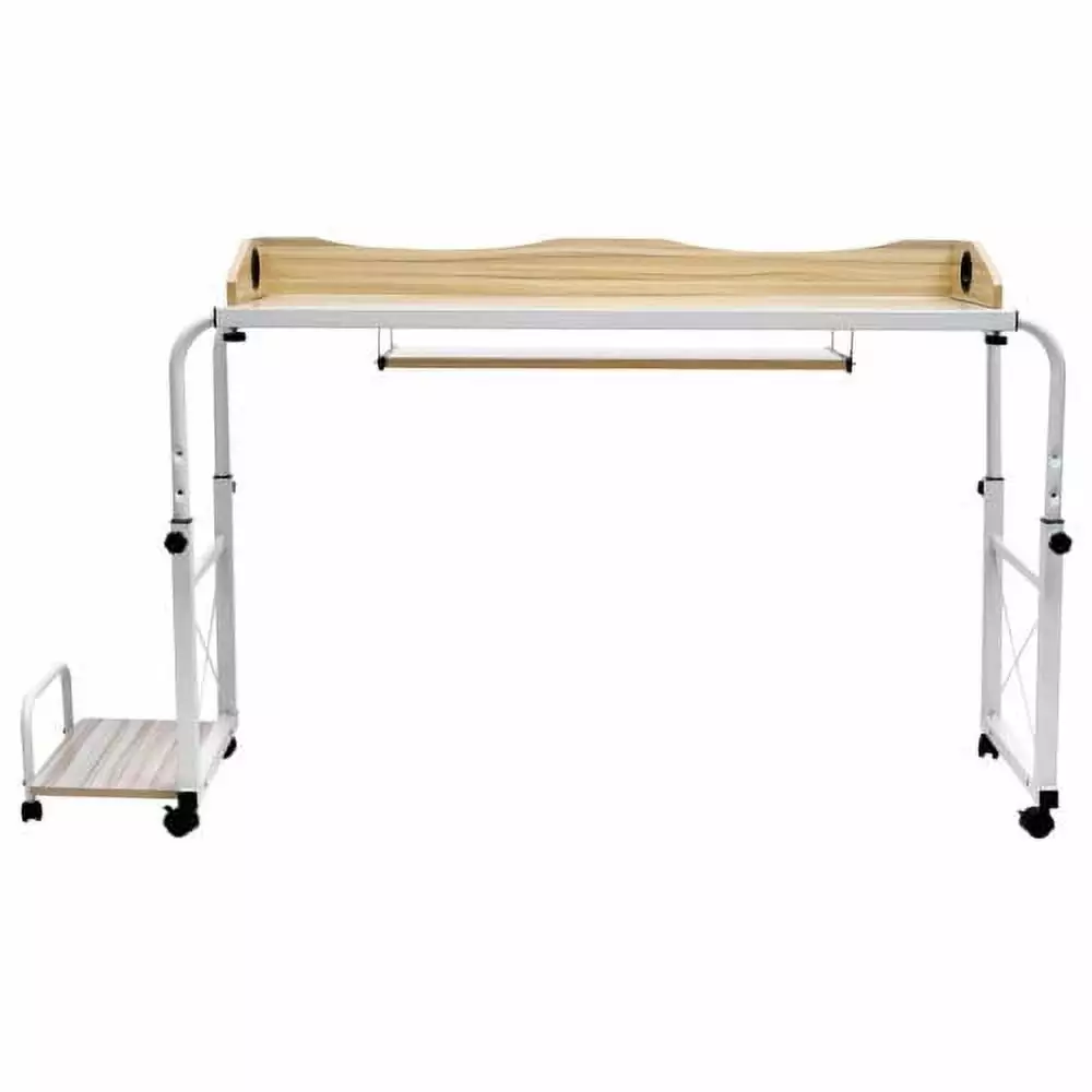 Computer Desk Height Adjustable Over Bed PC Table Mobile Stand 2 Tier Stretchable PCTable