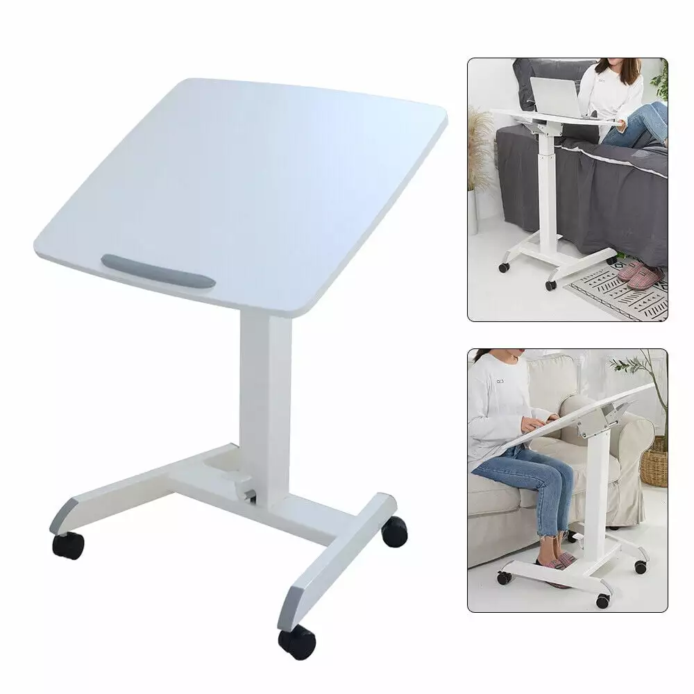 Wuzstar Adjustable Rolling Computer Desk Wheels and Tilting Top Home Office
