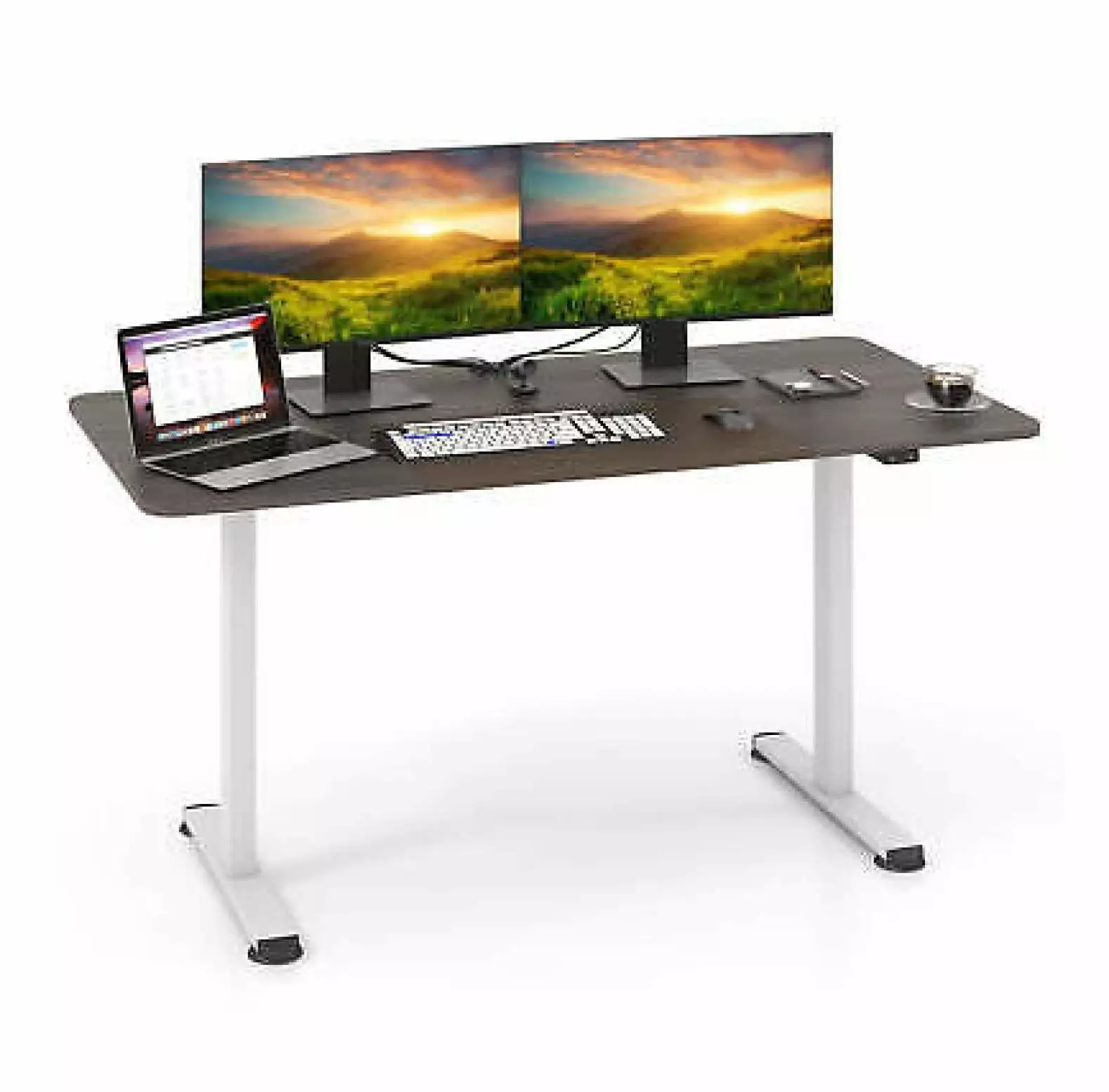 ZHANGHU 55 x 28 Sit Stand Desk Cable Management Hole and Anti-Collision System