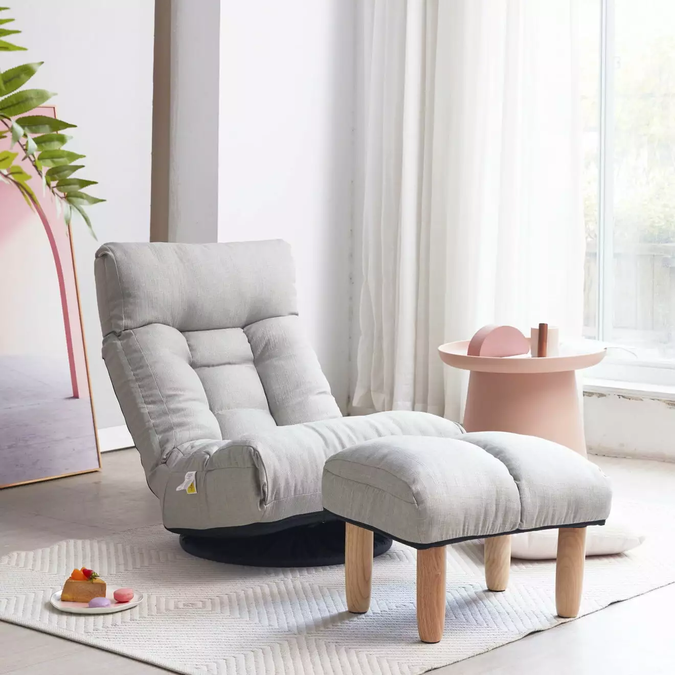 Foldable Lazy Sofa Adjustable Back and Head Sections - Gray Japanese Recliner Chair ARCTICSCORPION