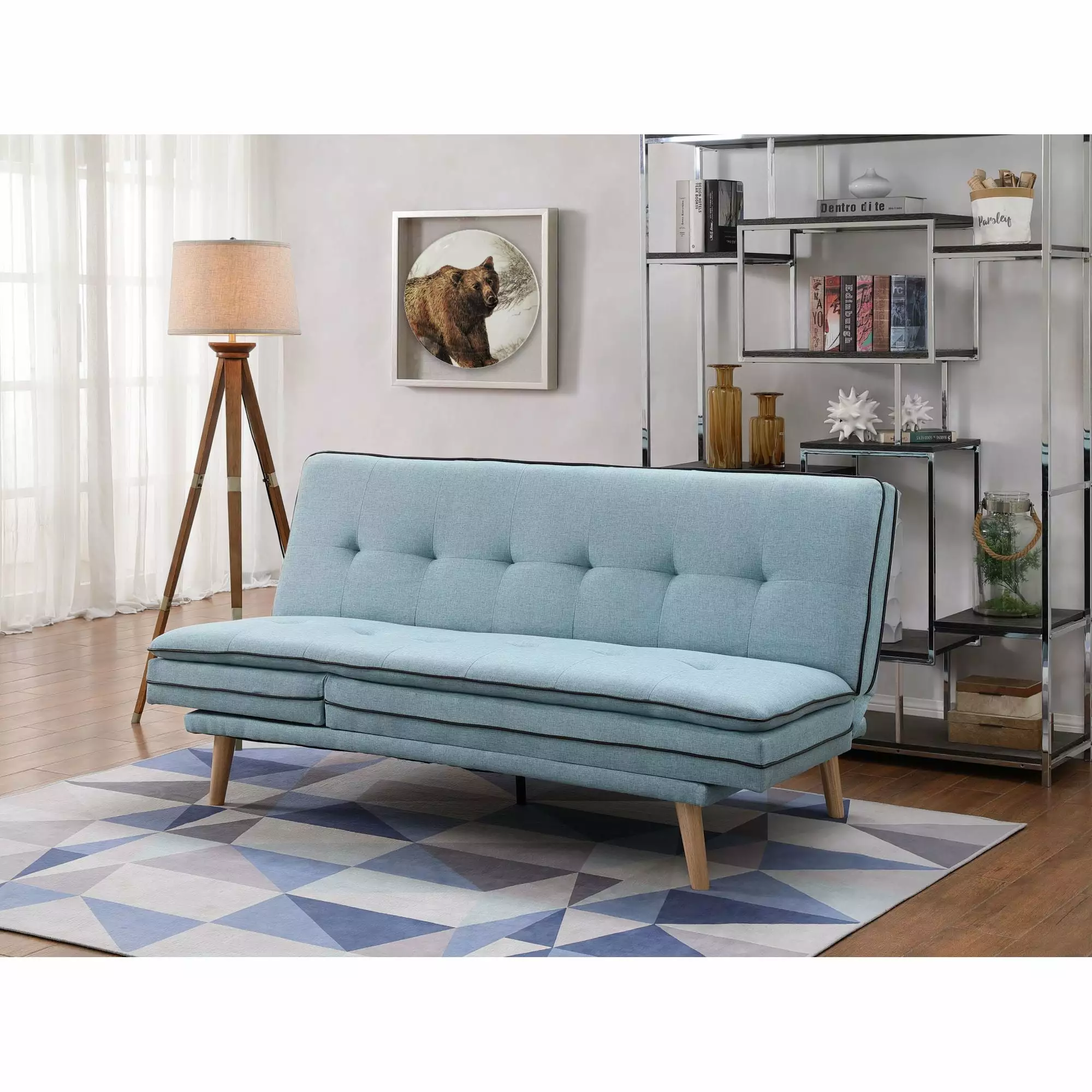Miekor Furniture Savilla Adjustable Sofa - Blue Linen Oak Finish