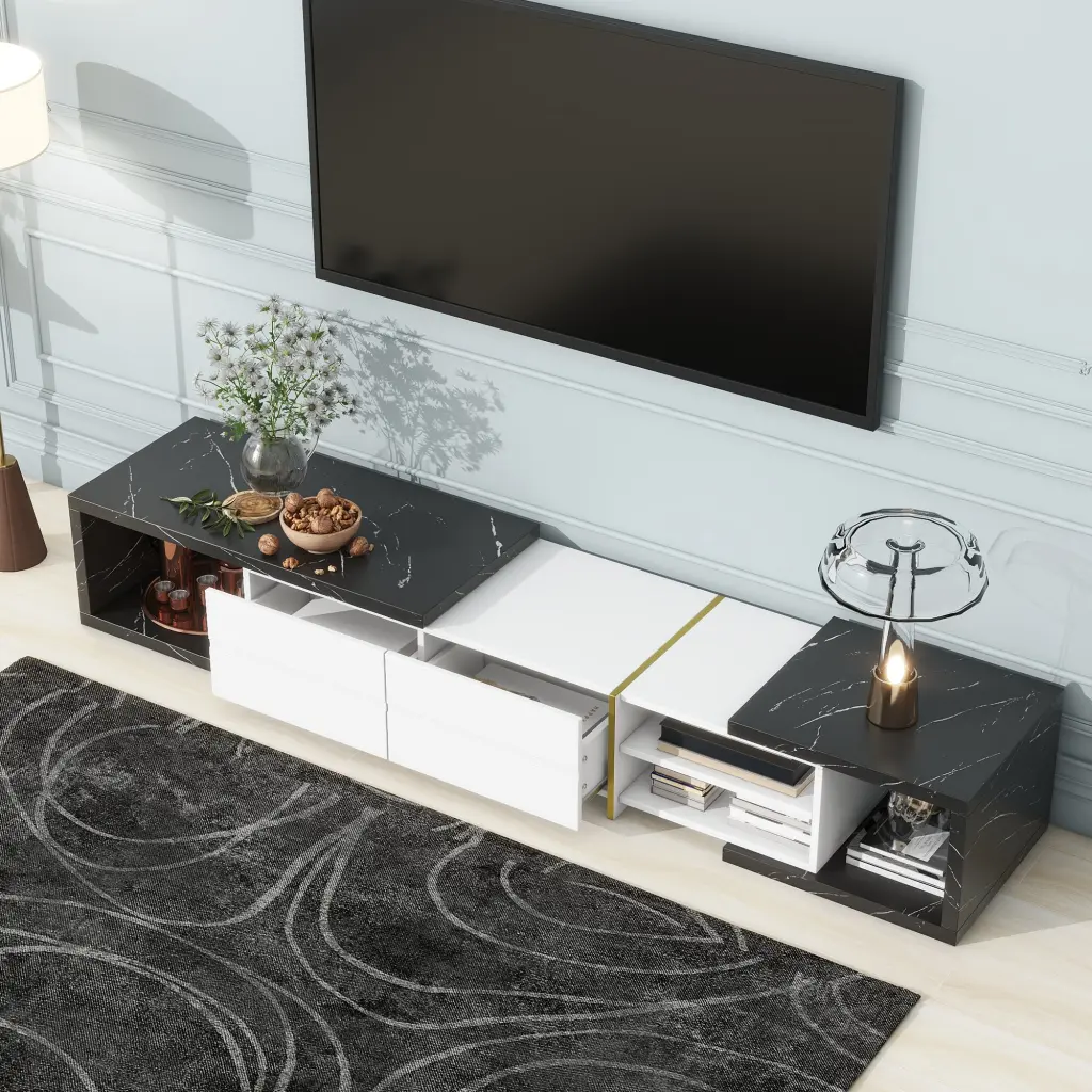 51 to 98.4 Inch Modern Extendable TV Stand TVs Up To 100 Inches Entertainment Center rnb