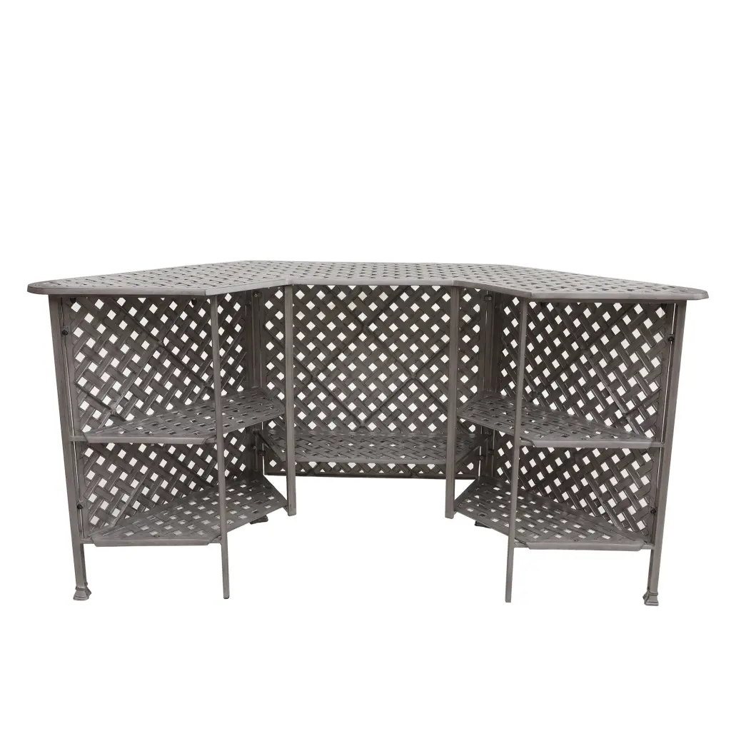 Cast Aluminum Weave Pattern Party Bar Table Gray Outdoor Patio Furniture gathercraft