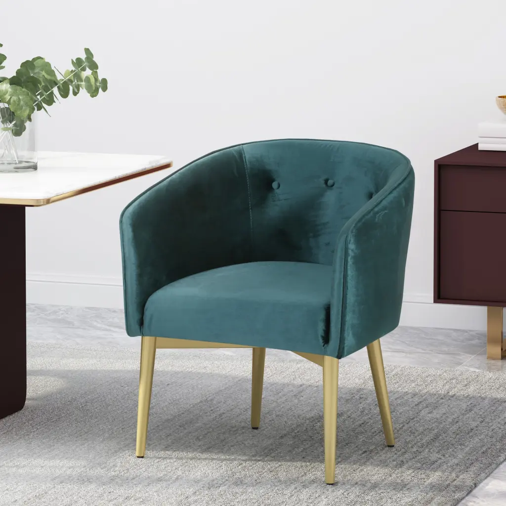 Dining Arm Chair Teal Velvet Upholstery Modern Dining Room nh-inmax