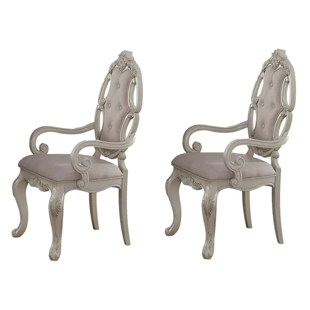 Beige and Antique White Armchair Button Tufted Design, Set 2 furniture max