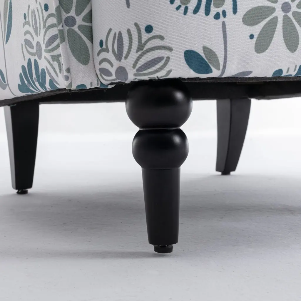 Modern Armchair Accent Sofa Linen Surface and Solid Wood Legs lesscasa