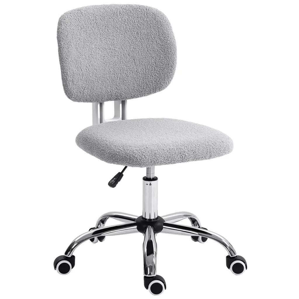 Cute Armless Office Chair Teddy Fleece Fabric Computer Desk Chair aosom business