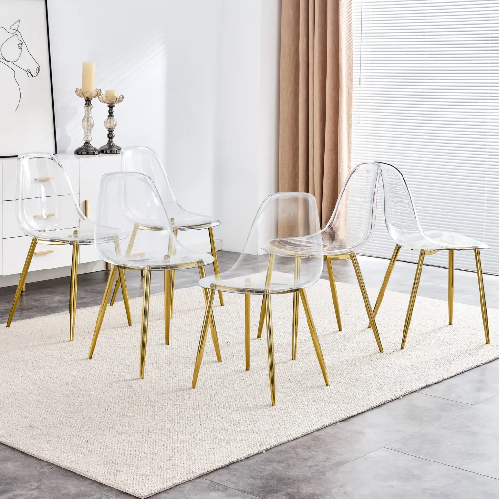 Modern Minimalist Transparent Dining Chair Plastic Chair Armless Crystal Clear Design droom w-1151
