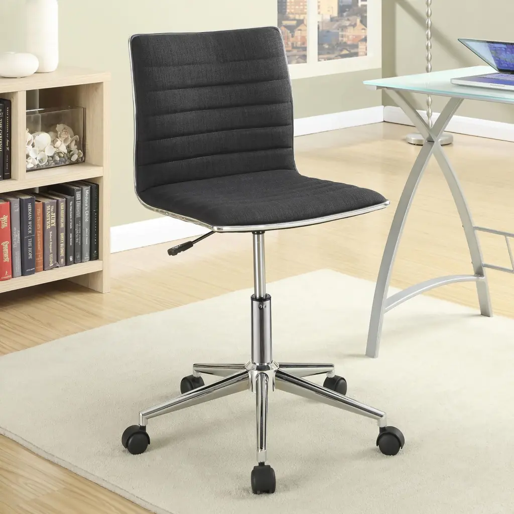 Black and Chrome Armless Office Chair Casters Black Office Contemporary furniture max