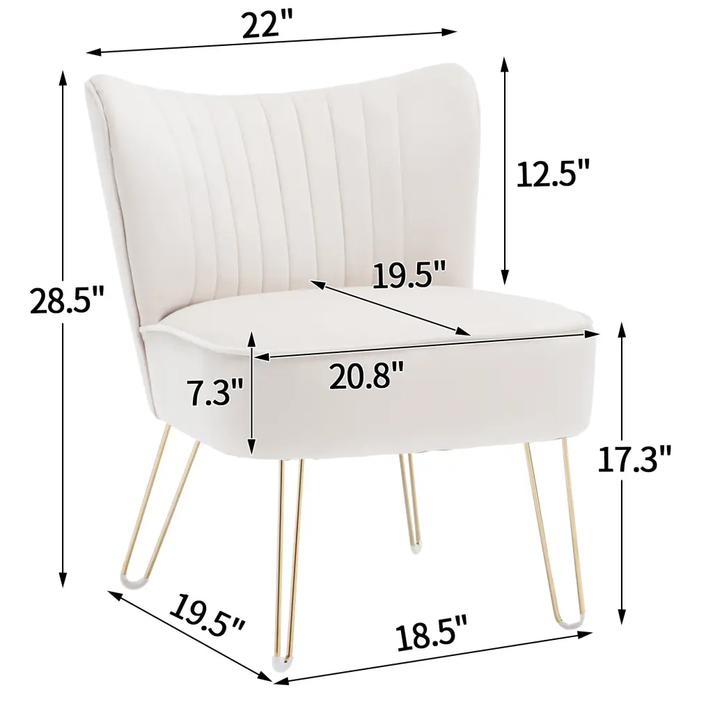 Hengming Modern Velvet Armless Side Chair Metal Legs Living Room hengming store