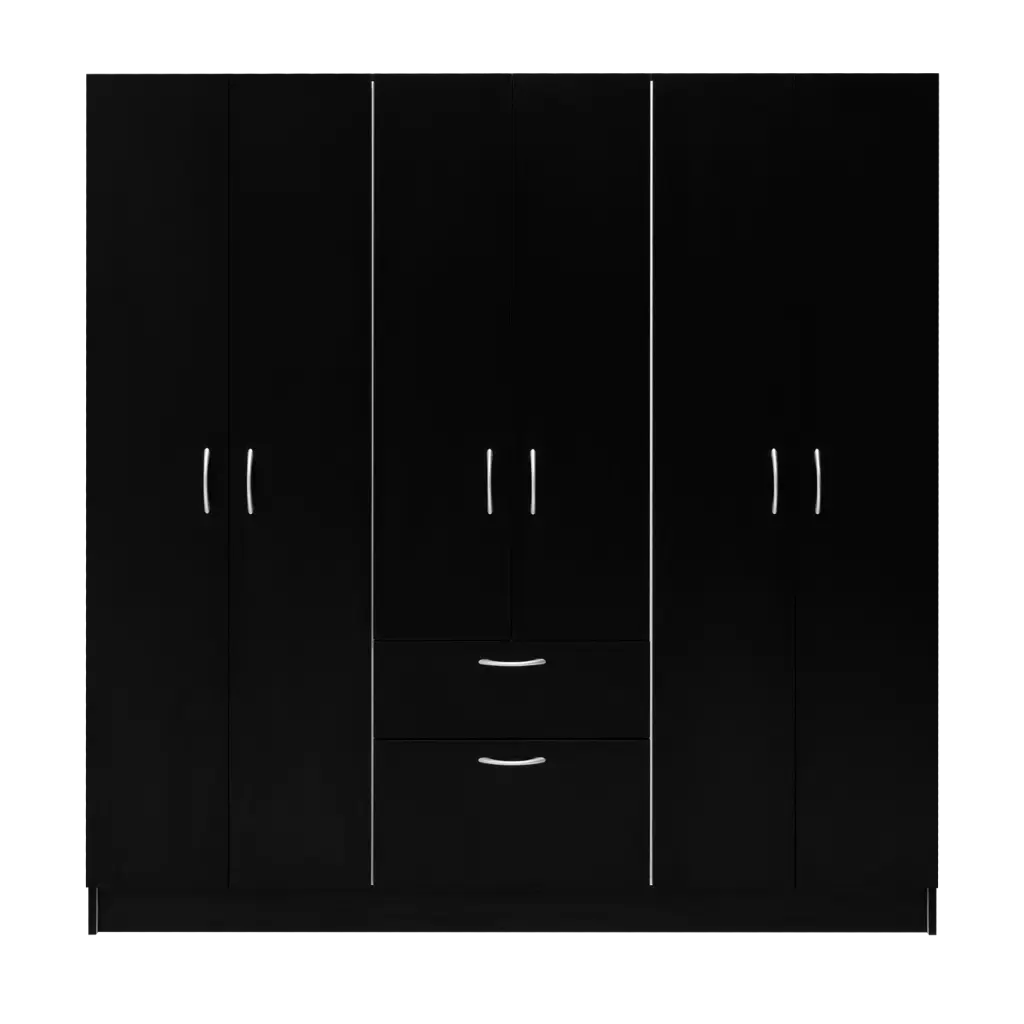 Six Door Armoire Maya Black White Particle Board Wardrobe treevol furniture