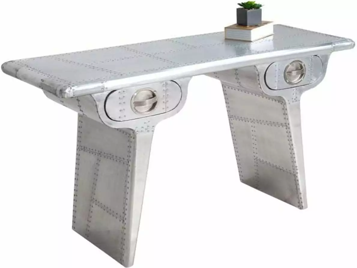 NauticalMart Aluminum Table Airplane Aviator Furniture Desk 72 Inches Home Office Decor