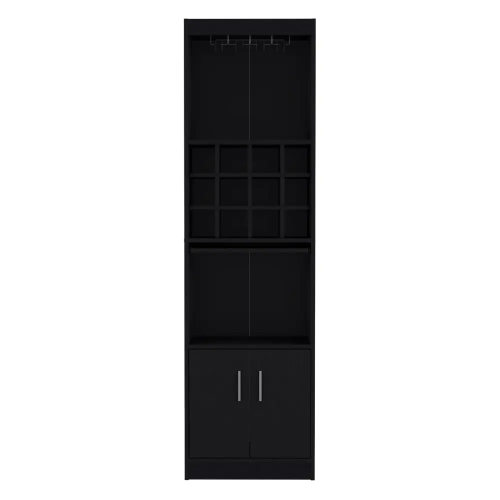 Bar Cabinet Fulton Living Room Black Black Particle Board Engineered Wood treevol furniture
