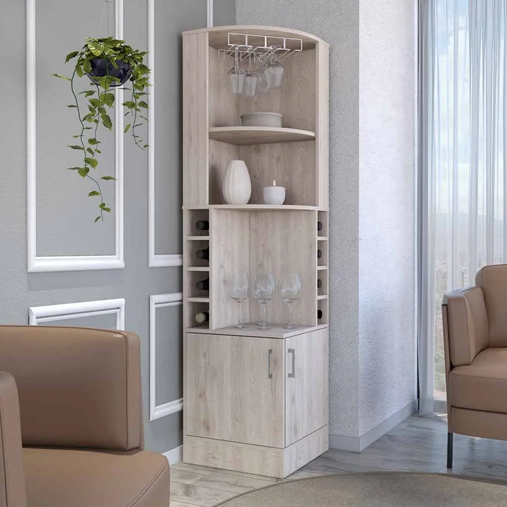 Bar Cabinet Papprika 8 Wine Cubbies and Double Door Light Gray Finish treevol furniture