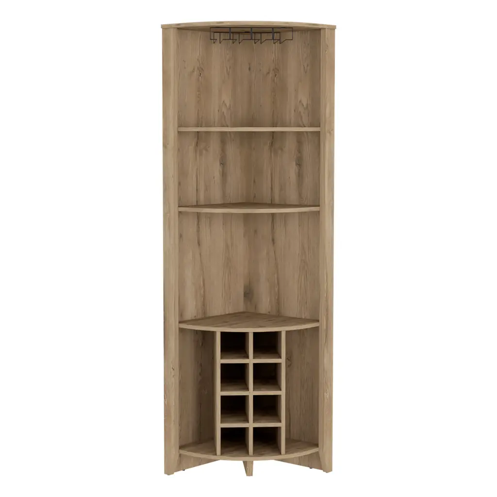 Corner Bar Cabinet Castle Living Room Aged Oak Beige Particle Board treevol furniture