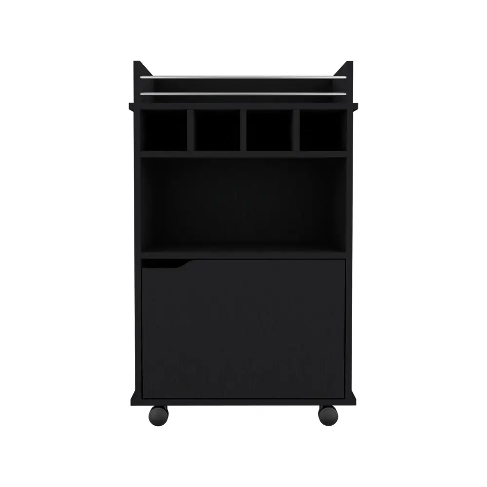 Kinsley Black Bar Cart Living Room Particle Board and Engineered Wood treevol furniture
