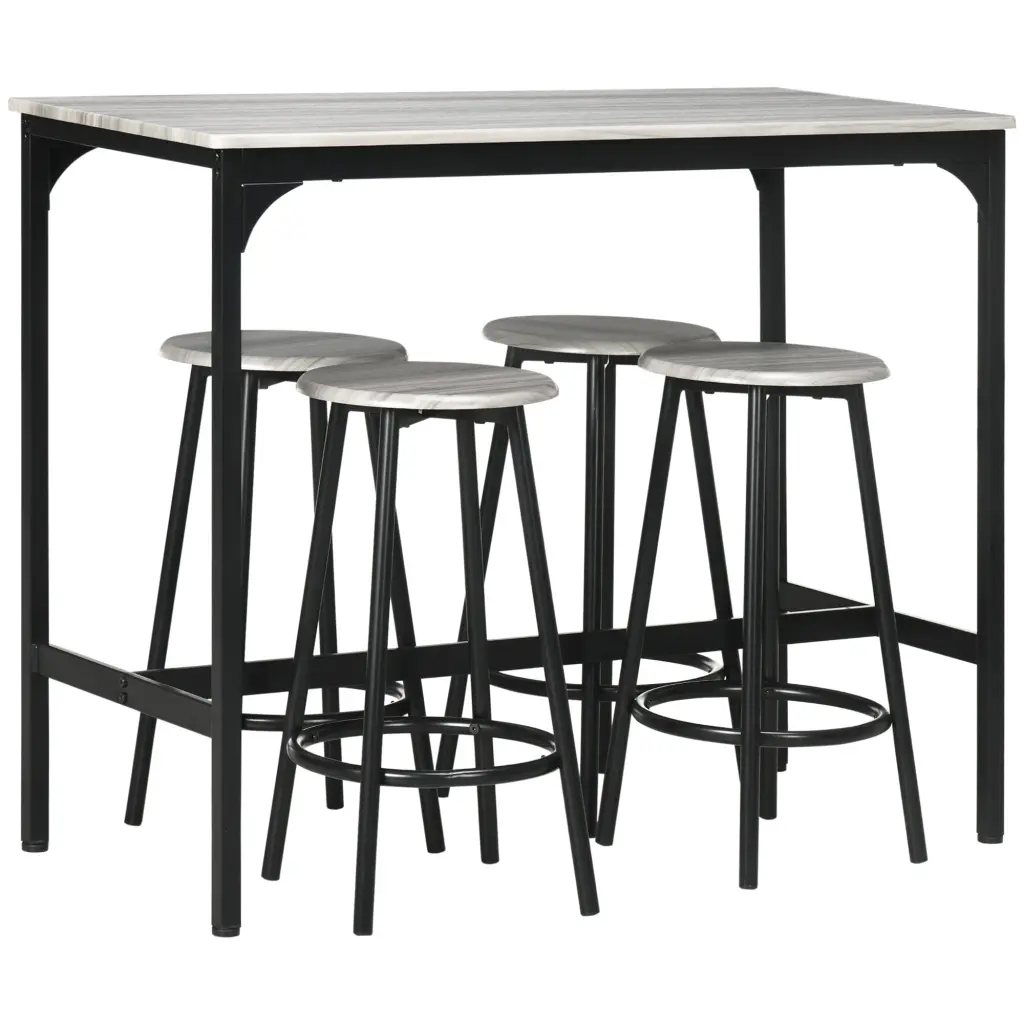Homcom 5 Piece Counter Height Bar Table Set Rustic 43.25 Inch Dining Table aosom business
