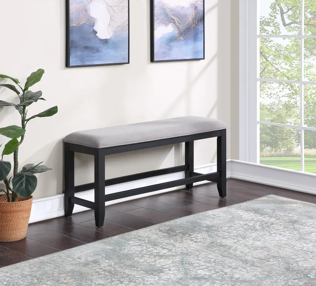 Yves Counter Bench Gray Silver White Wood Modern Kitchen Island Seating steve silver furniture