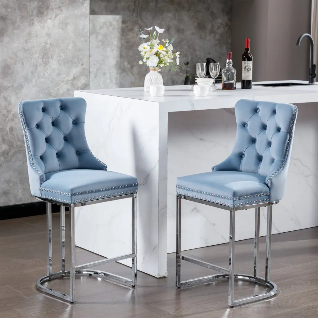 26 Inch Counter Height Velvet Bar Stools Set 2 a-a furniture
