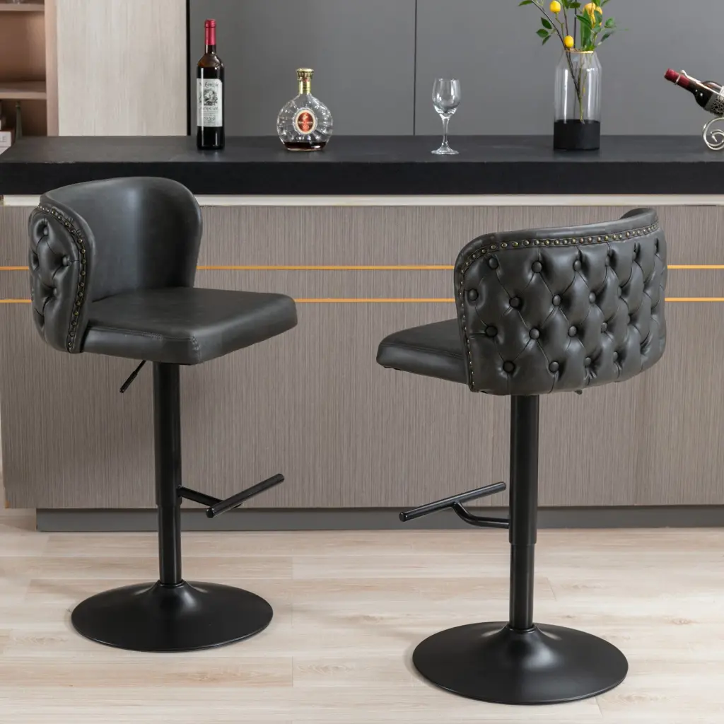 Swivel Barstools Adjustable Seat Height and Modern PU Upholstery a-a furniture