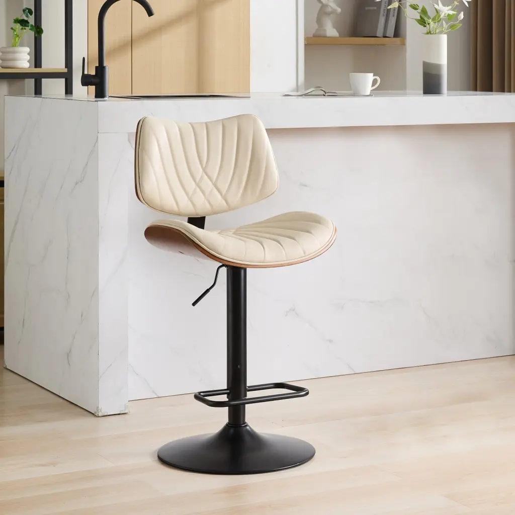 Walnut Bentwood Bar Stools Mid Century Modern Adjustable Counter Height a-a furniture