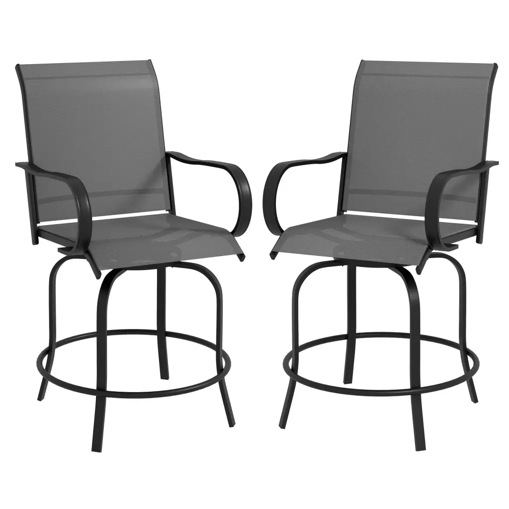 Outsunny Outdoor Bar Stools Armrests Set 2 360 Swivel Bar Height Stools aosom business