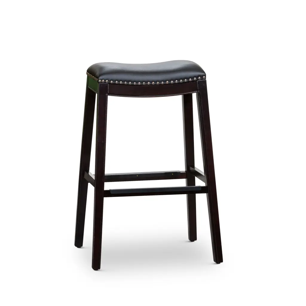 30" Bar Stool, Espresso Finish, Black Leather Seat Espresso Bonded Leather dty home