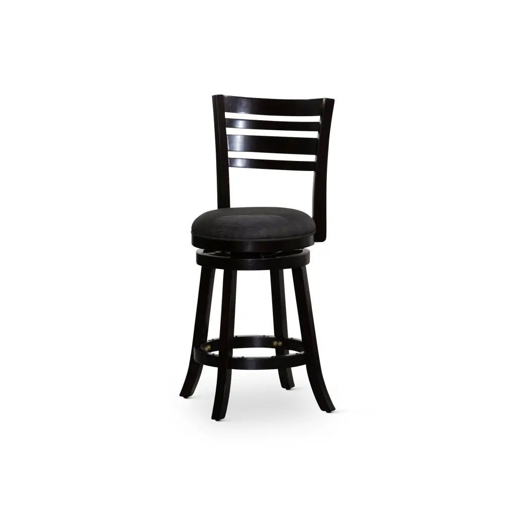 24 Inch Counter Height Slat Back Swivel Stool Espresso Finish Charcoal Fabric dty home