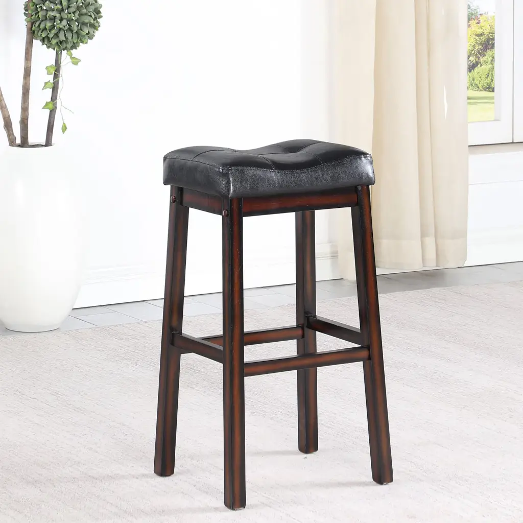 Black and Cappuccino Upholstered Bar Stool Set 2 furniture max