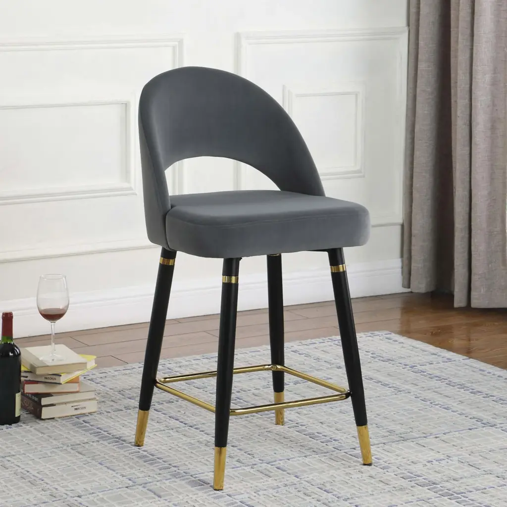 Grey And Black Open Back Counter Height Stools Set 2 furniture max