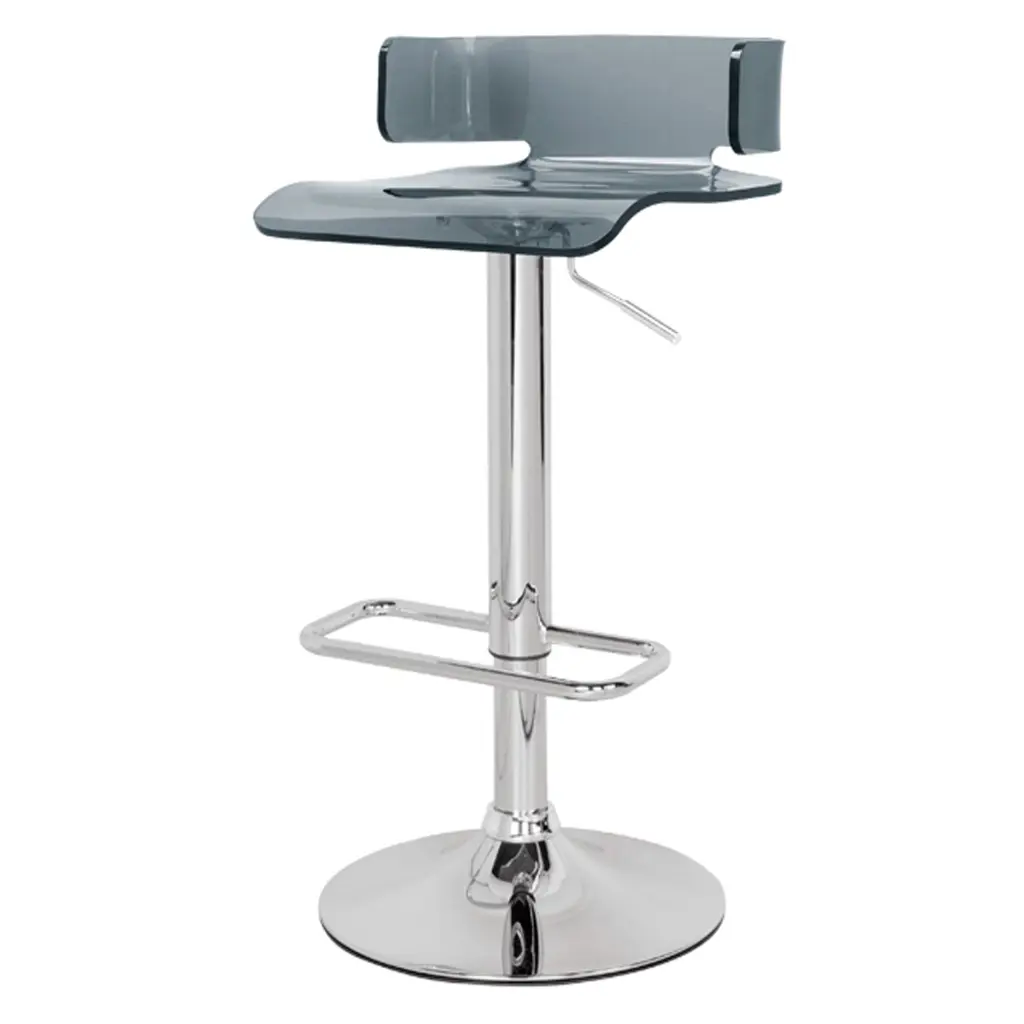 Grey and Chrome Adjustable Swivel Stool Silver Bar Stools Counter Height Seating furniture max