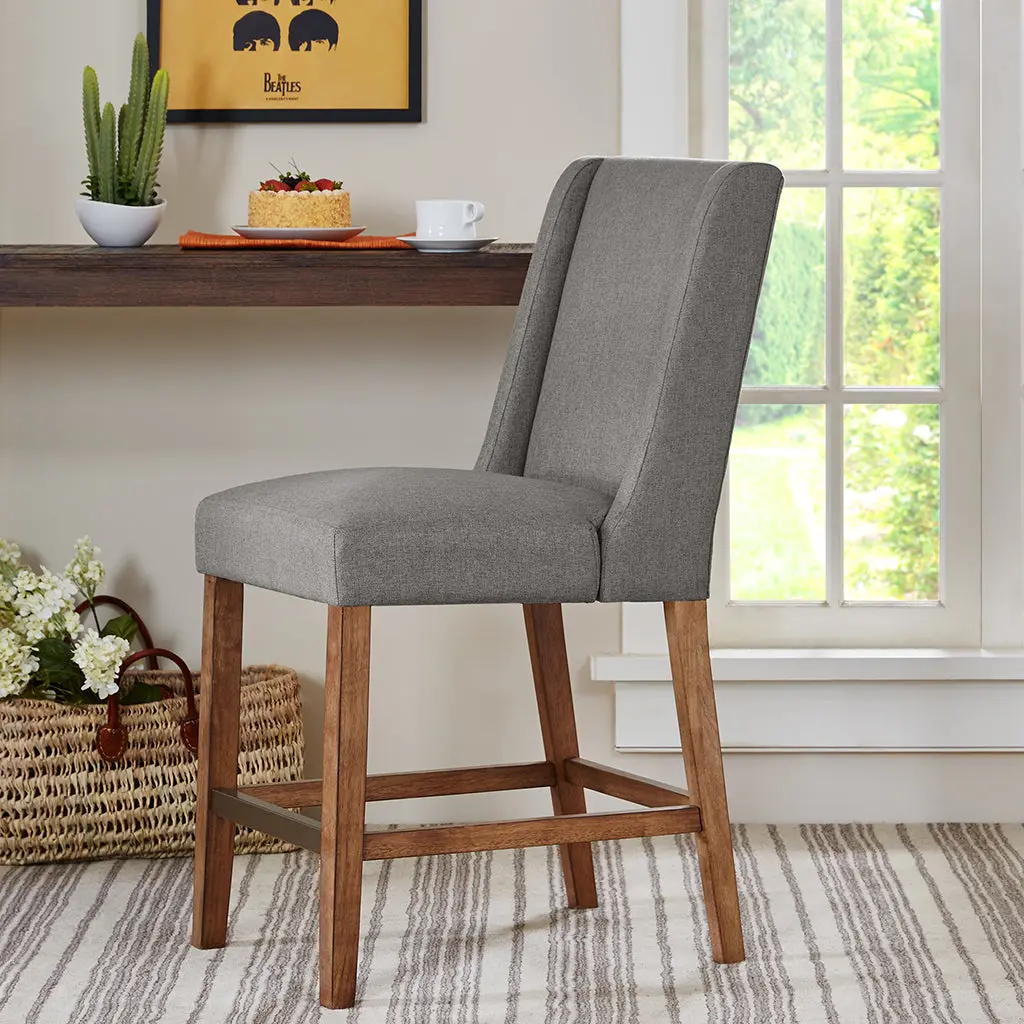 Brody Counter Stool Grey Polyester Kitchen Bar Stool jla