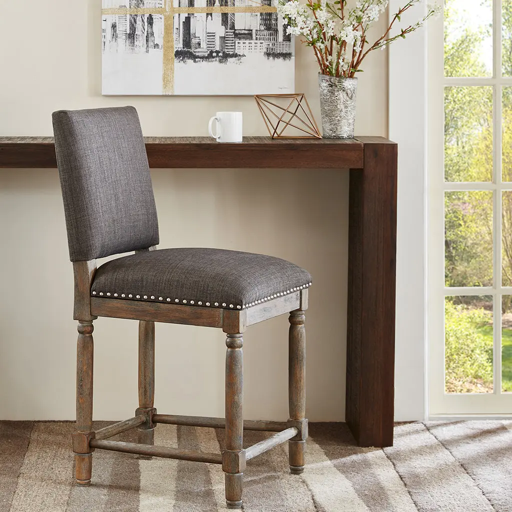 Cirque Counter Stool Grey Polyester Modern Kitchen Bar Stool jla
