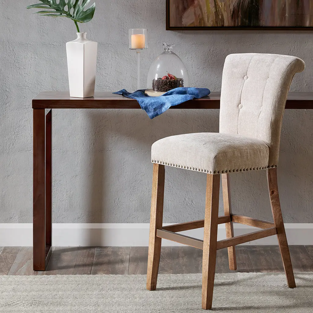 Colfax 30 Inch Bar Stool Cream Polyester Upholstery jla