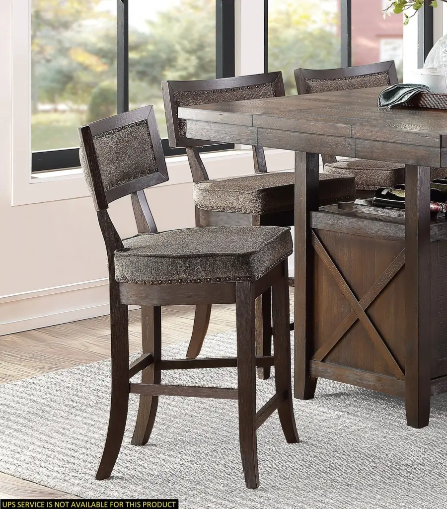 Rustic Aesthetic Dark Cherry Finish Counter Height Chair Set 2 Wood kanepe
