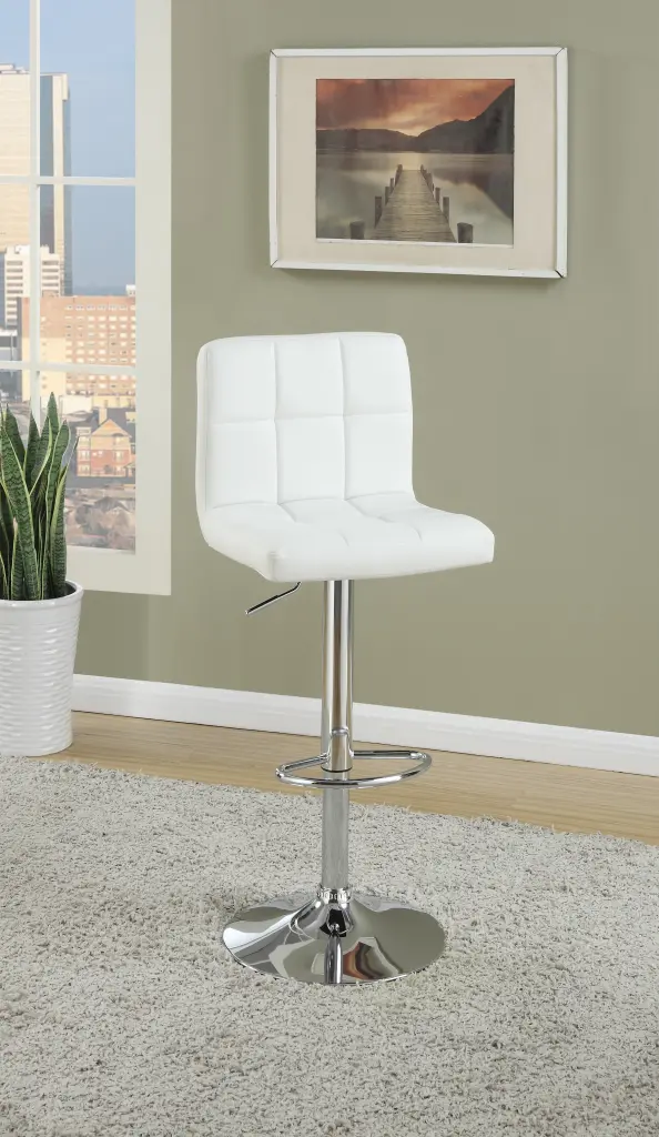 White Faux Leather Bar Stool Counter Height Chairs Set 2 Adjustable kanepe