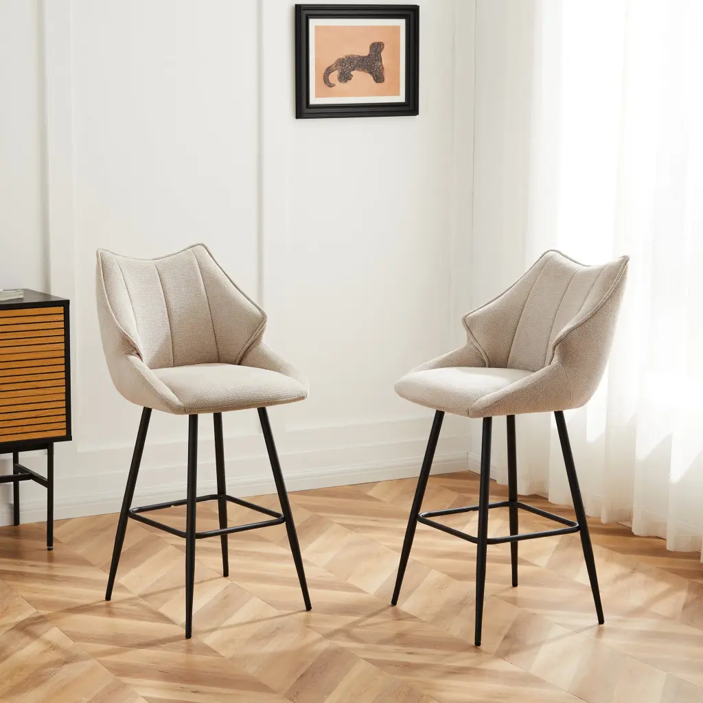 26 Inch Modern Counter Height Bar Stools Chairs Set 2 Mid Century Arm Stools memory valley