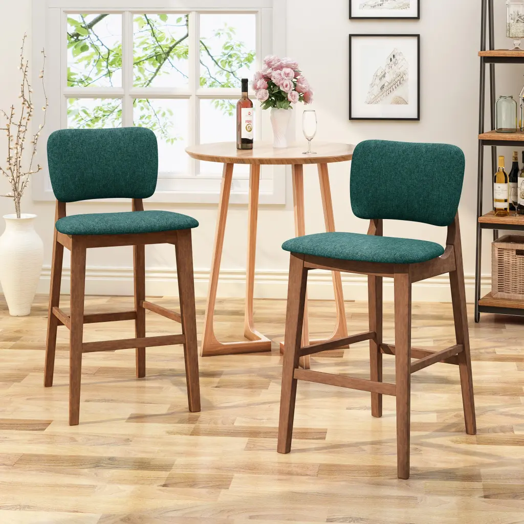 Bar Chair Dark Green Fabric Upholstered Counter Stool nh-bc furniturings