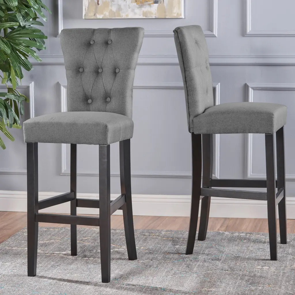 Barstool Grey Wood Frame And Fabric Seat Modern Counter Stool nh-comfortcove