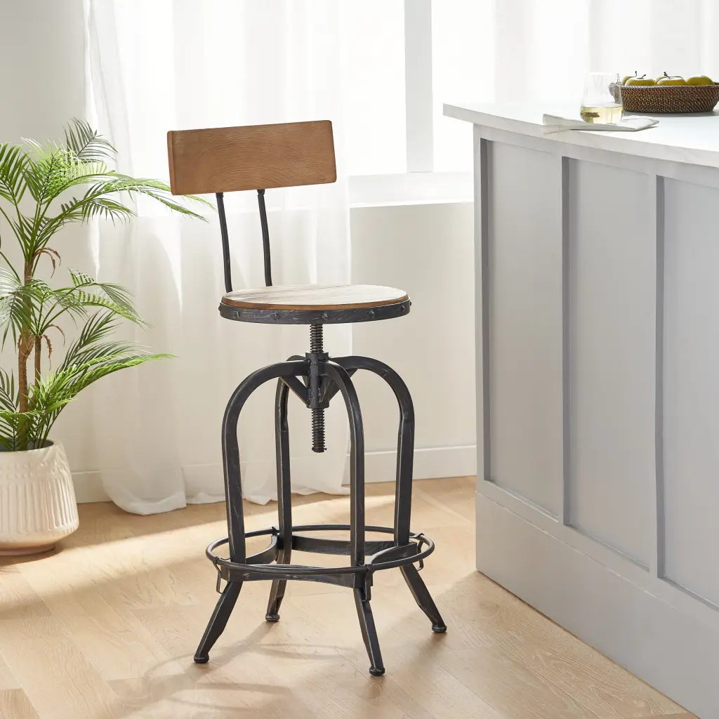 Barstool Fir Wood Natural Solid Wood Counter Stool nh-inmax
