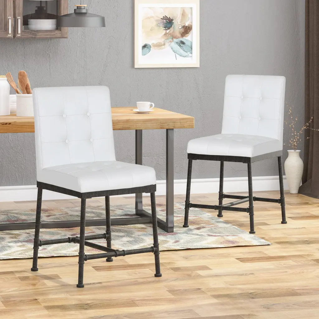Counter Stool Set 2 White Wood nh-perfect home