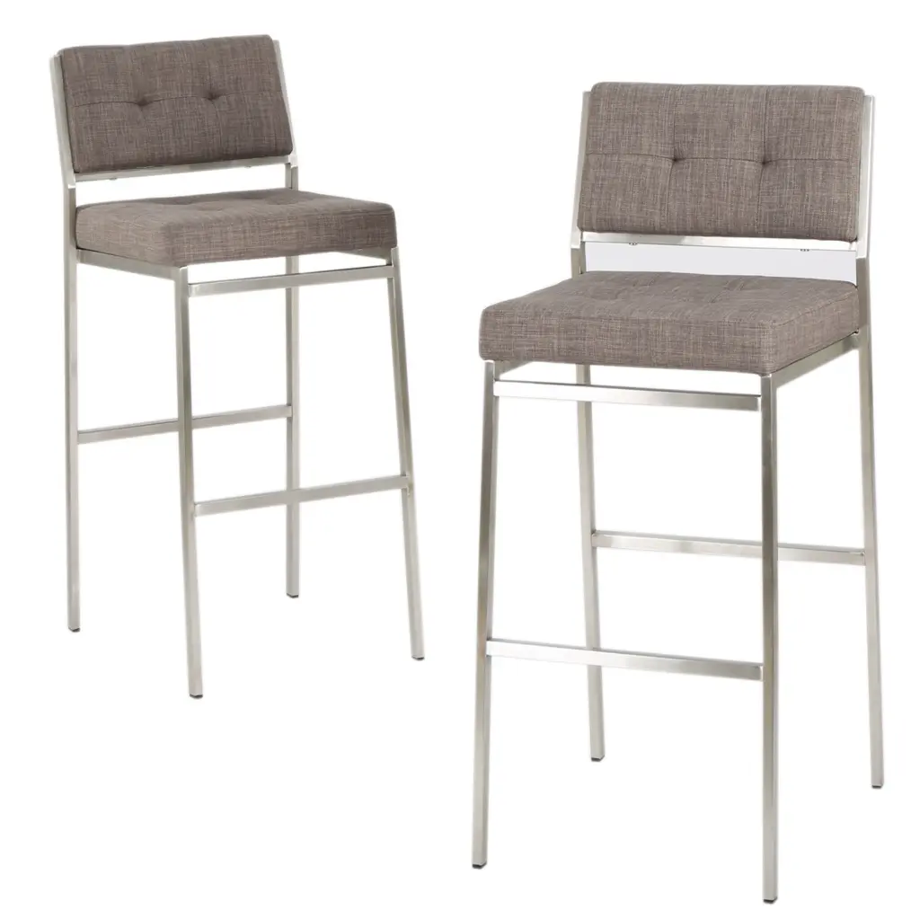 Barstool Light Grey Fabric Seat Modern Kitchen Counter Stool nh-purenest
