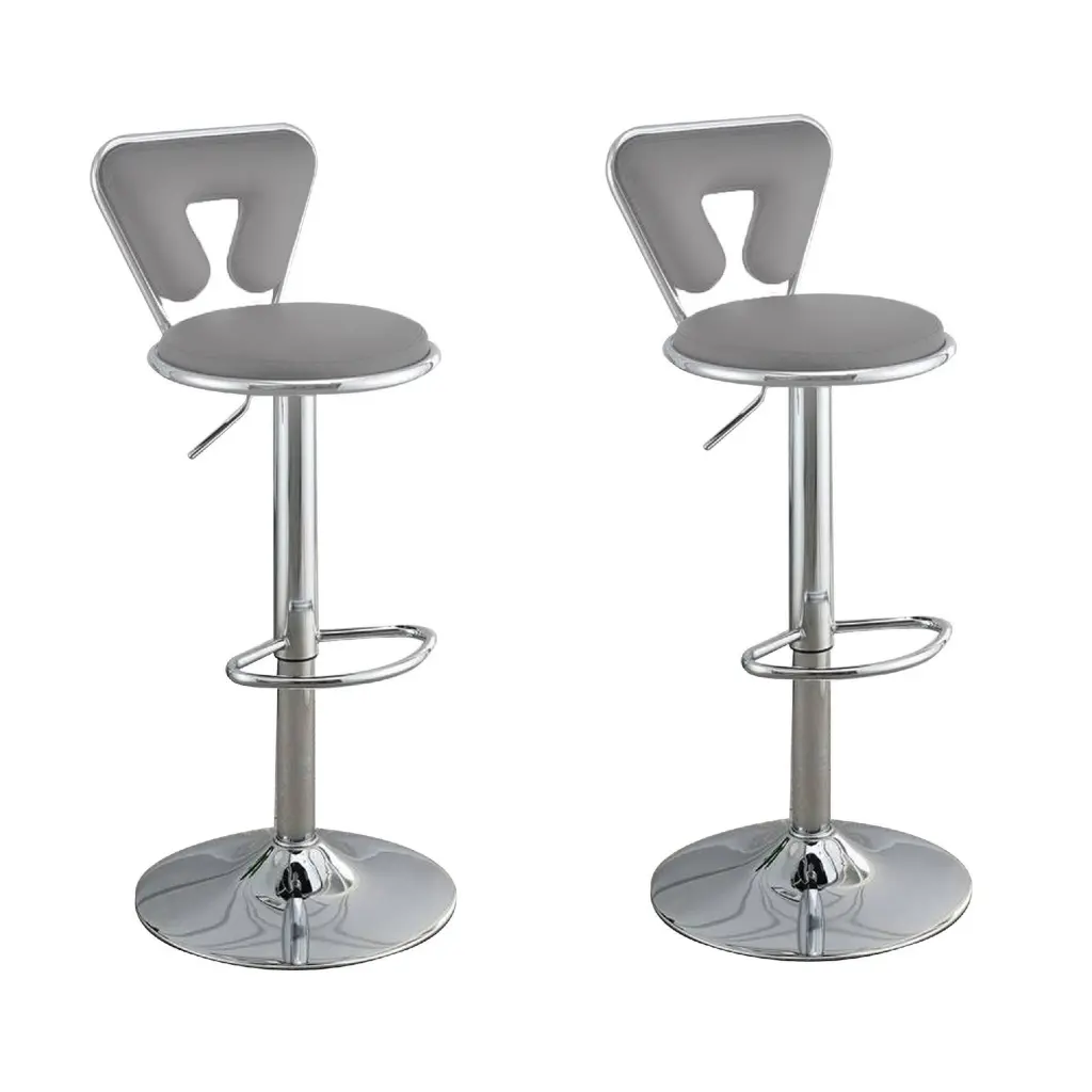 Adjustable Barstool Round Seat and Stalk Set 2 Gray Kitchen Stools royal hampton