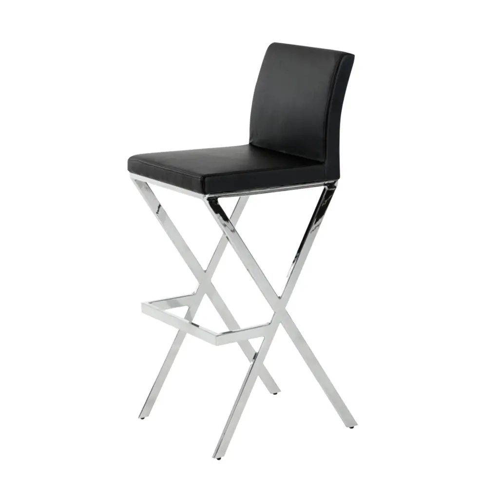 Bar Stool X Influence Legs, Set 2, Black And Chrome Black And Silver royal hampton