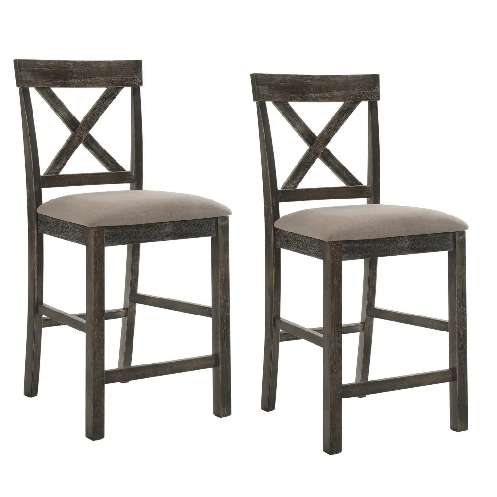 Wooden Counter Height Chair X Influenced Backrest And Constructed Footrest royal hampton
