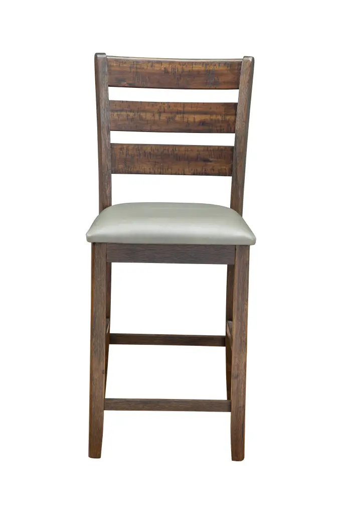 Wooden Pub Height Chairs Slatted Back and Footrest Set Two Brown royal hampton